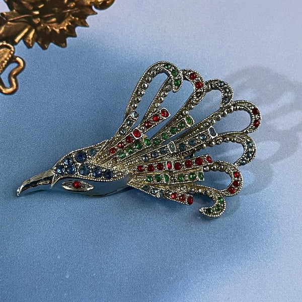 Fantasy Bird Vintage Rhinestone Brooch-Vintageonline-Vintage Online