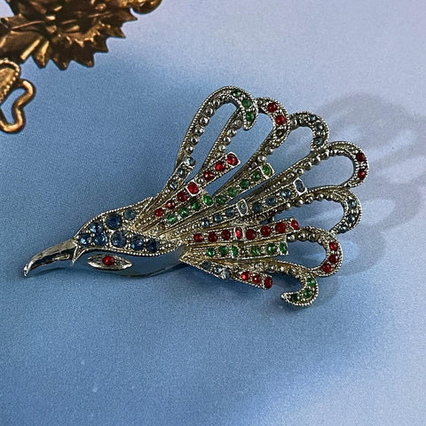 Fantasy Bird Vintage Rhinestone Brooch-Vintageonline-Vintage Online