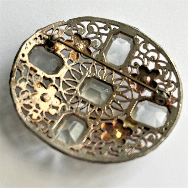 Filigree Rhinestone Vintage Brooch-Vintageonline-Vintage Online