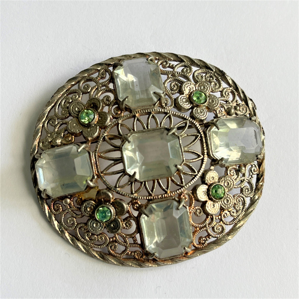 Filigree Rhinestone Vintage Brooch-Vintageonline-Vintage Online