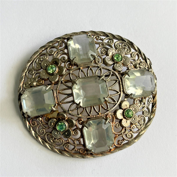 Filigree Rhinestone Vintage Brooch-Vintageonline-Vintage Online