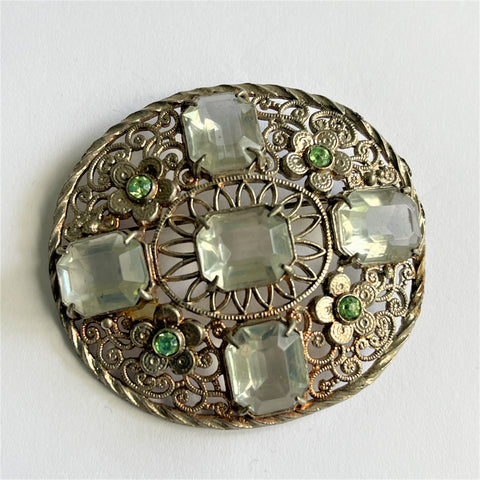 Filigree Rhinestone Vintage Brooch-Vintageonline-Vintage Online