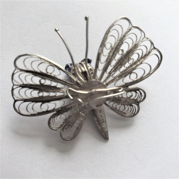 Filigree Silver tone 1940's Butterfly Brooch-Vintage Online-Vintage Online