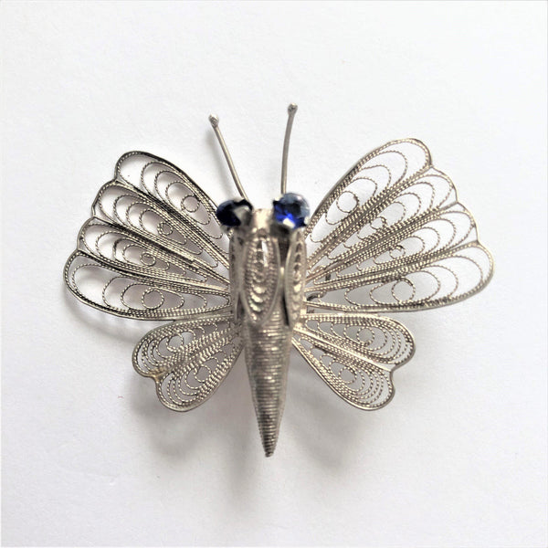 Filigree Silver tone 1940's Butterfly Brooch-Vintage Online-Vintage Online