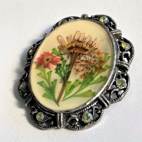 Floral 60's Vintage Pendant Brooch-Vintageonline-Vintage Online