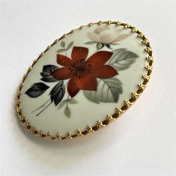 Floral Oval Vintage Brooch-Vintageonline-Vintage Online
