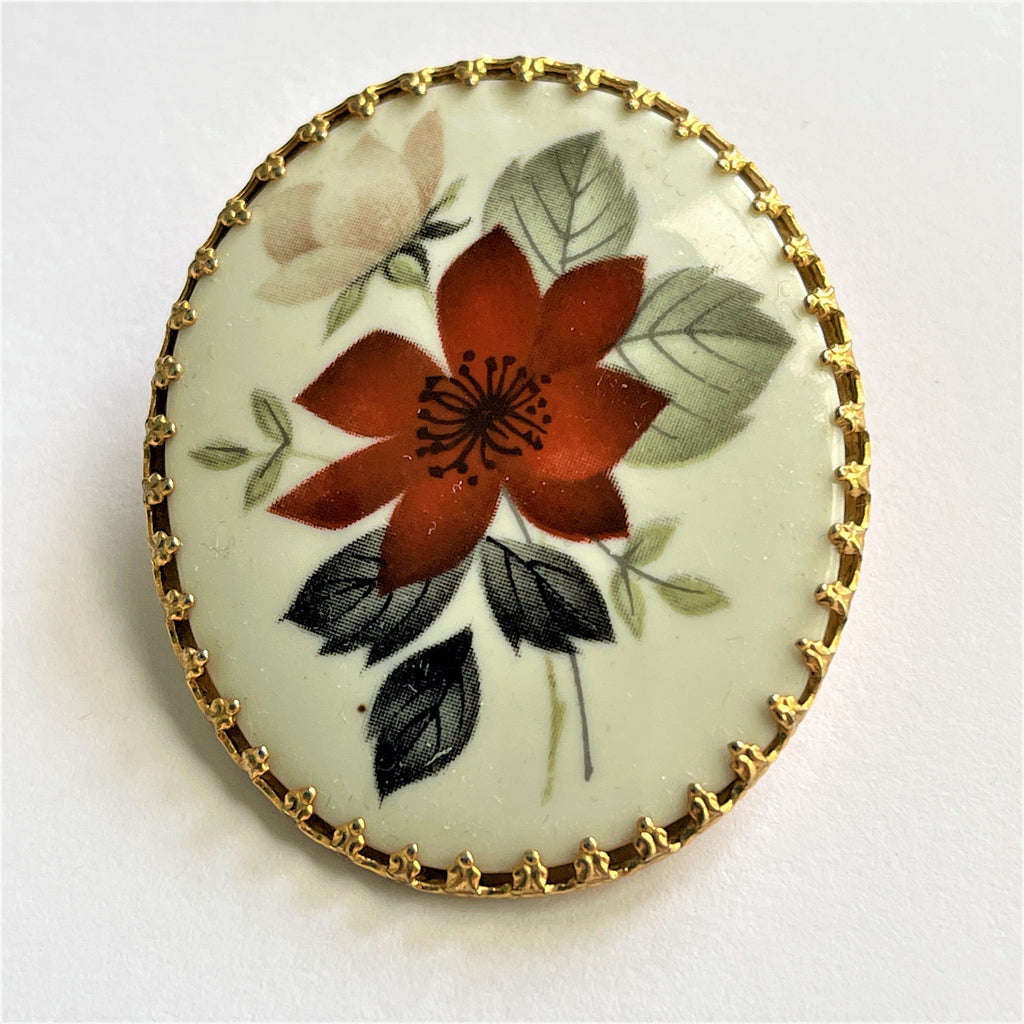 Floral Oval Vintage Brooch-Vintageonline-Vintage Online