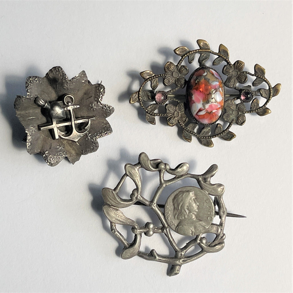French Art Nouveau Brooches Set of Three-Vintageonline-Vintage Online