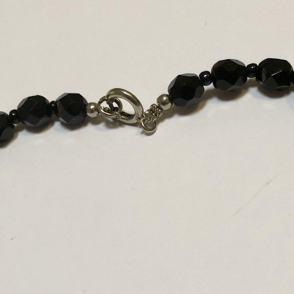 French Jet Glass & Crystal Drop Necklace-Vintage Online-Vintage Online