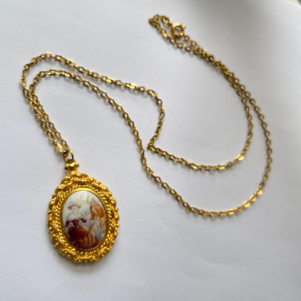 Georgian Lady and Man Cameo Pendant-Vintageonline-Vintage Online