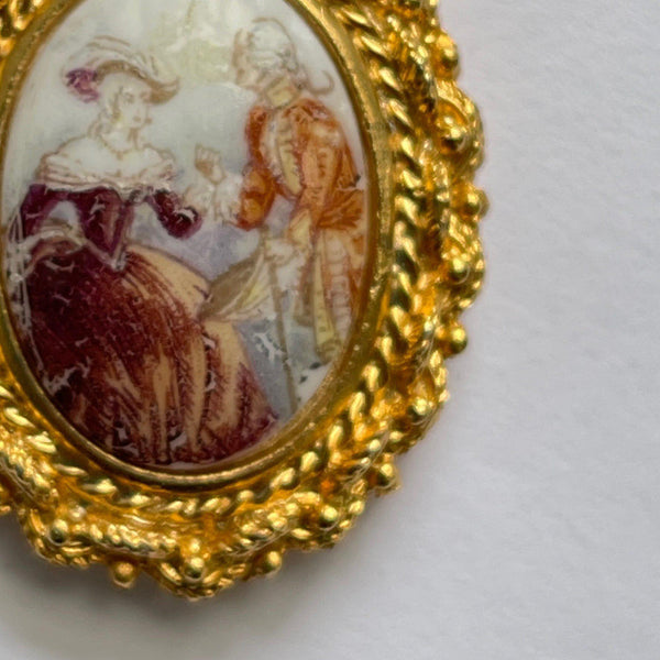 Georgian Lady and Man Cameo Pendant-Vintageonline-Vintage Online