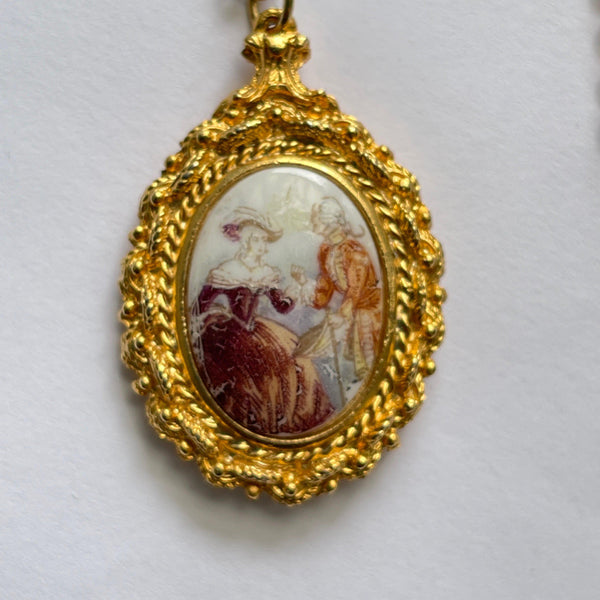 Georgian Lady and Man Cameo Pendant-Vintageonline-Vintage Online