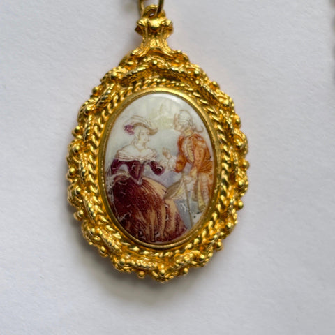 Georgian Lady and Man Cameo Pendant-Vintageonline-Vintage Online