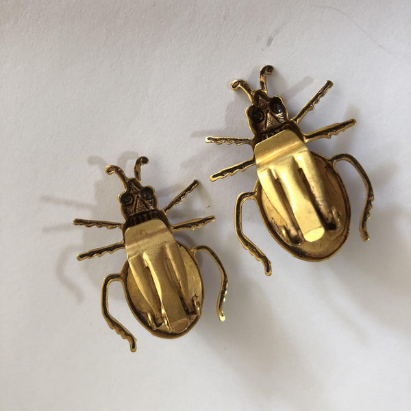 Glass Beetle Vintage Earrings-Vintage Online-Vintage Online