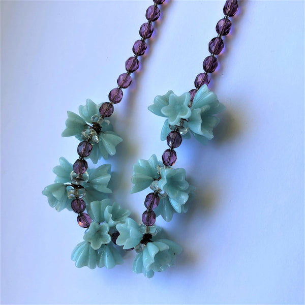 Glass Floral Bead Vintage Necklace-Vintage Online-Vintage Online