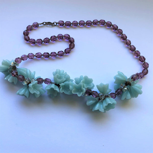Glass Floral Bead Vintage Necklace-Vintage Online-Vintage Online