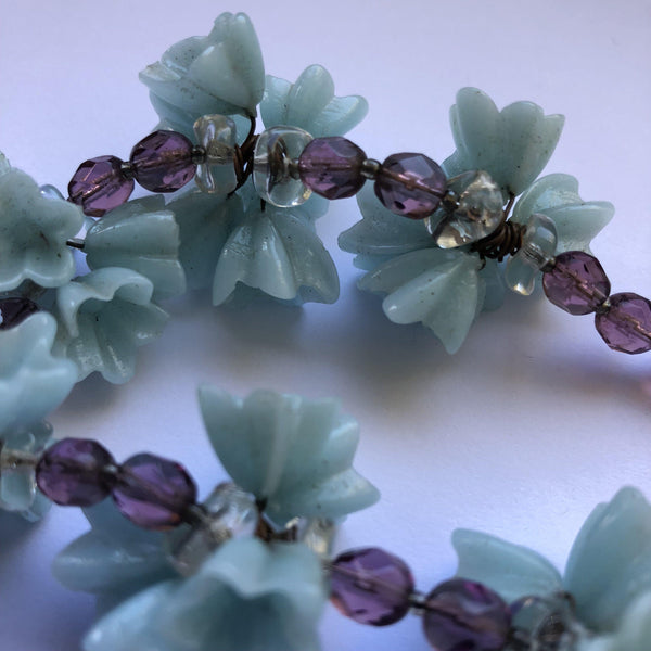 Glass Floral Bead Vintage Necklace-Vintage Online-Vintage Online