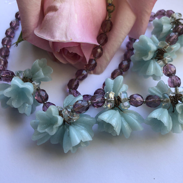 Glass Floral Bead Vintage Necklace-Vintage Online-Vintage Online