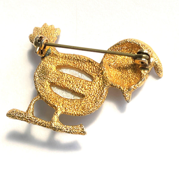 Gold tone Duck Brooch-Vintageonline-Vintage Online