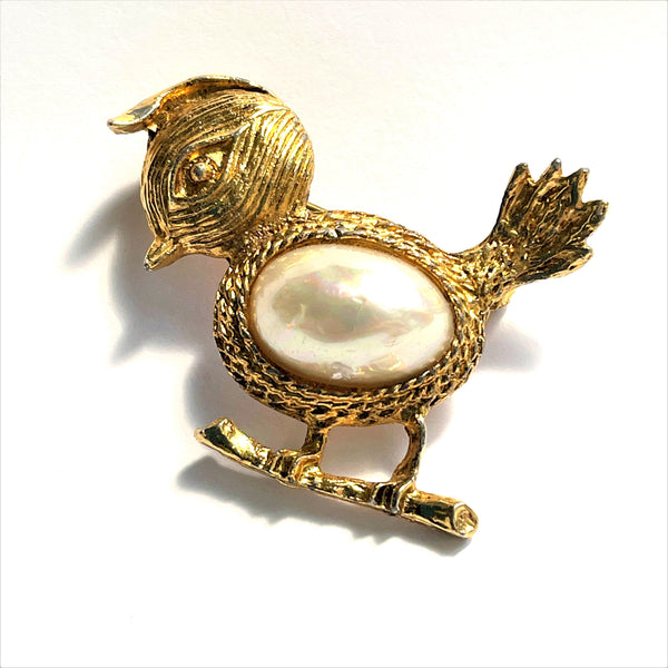 Gold tone Duck Brooch-Vintageonline-Vintage Online