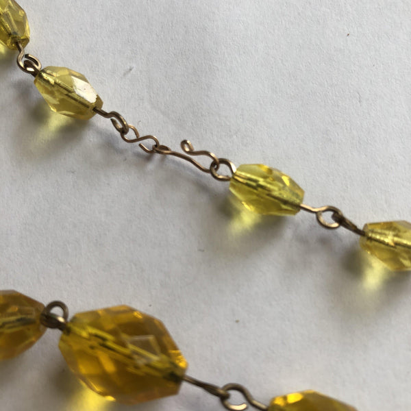 Golden Yellow Crystal Bead Vintage Necklace-Vintage Online-Vintage Online
