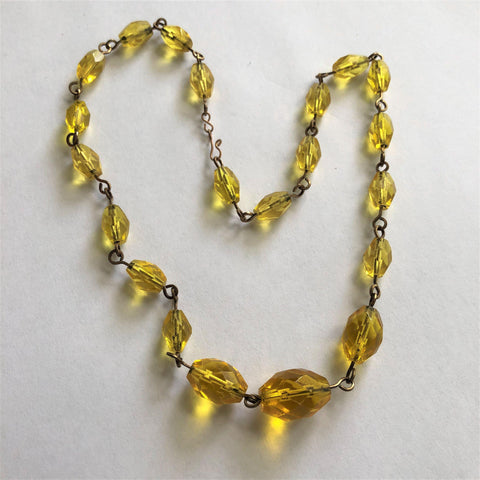 Yellow Crystal Vintage Bead Necklace Vintageonline