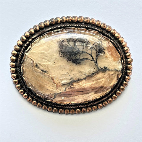 Hand Crafted Scene Under Perspex Vintage Brooch-Vintage Online-Vintage Online