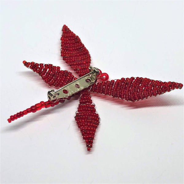 Hand Made Beaded Dragon Fly Brooch-Vintageonline-Vintage Online