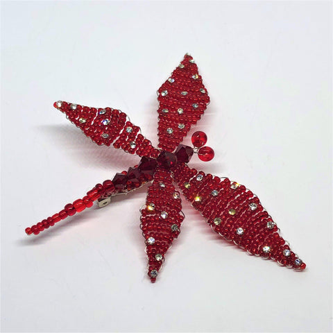 Hand Made Beaded Dragon Fly Brooch Vintageonline