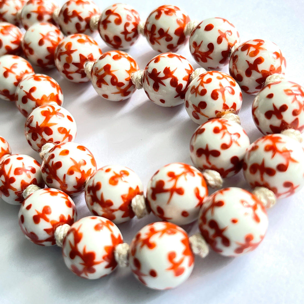 Hand Painted Porcelain Bead Vintage Necklace Vintage Online