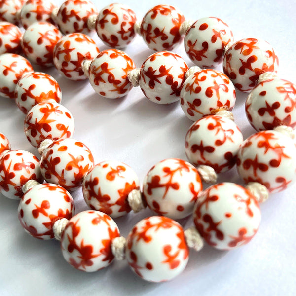 Hand Painted Porcelain Bead Vintage Necklace-Vintageonline-Vintage Online