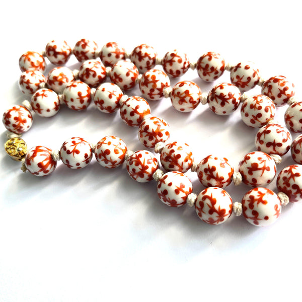 Hand Painted Porcelain Bead Vintage Necklace-Vintageonline-Vintage Online