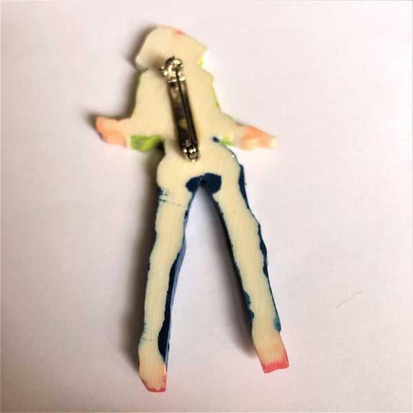 Hippy Figural Acrylic Brooch-Vintageonline-Vintage Online