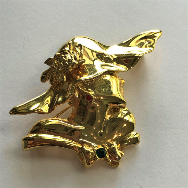 Lady Head Gold tone Brooch-Vintageonline-Vintage Online