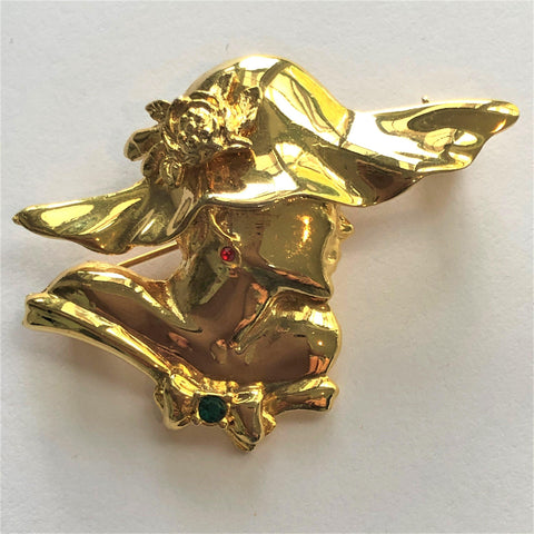 Lady Head Gold tone Brooch Vintageonline