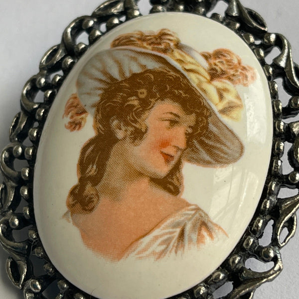 Lady head Vintage 60's Portrait Brooch Pendant-Vintageonline-Vintage Online