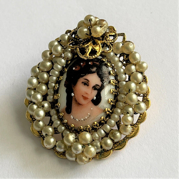Lady Portrait Vintage Brooch Pendant-Vintageonline-Vintage Online