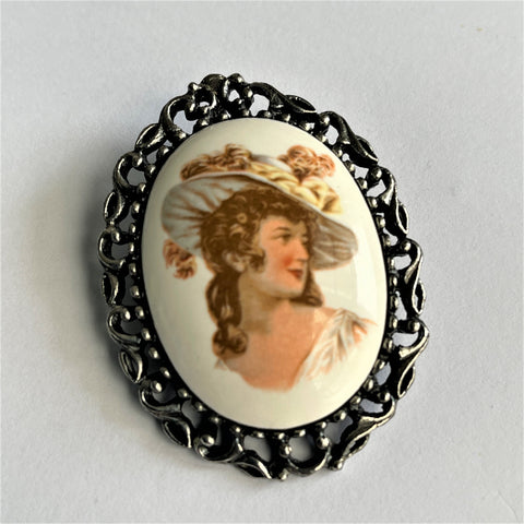 Lady head Vintage 60's Portrait Brooch Pendant-Vintageonline-Vintage Online