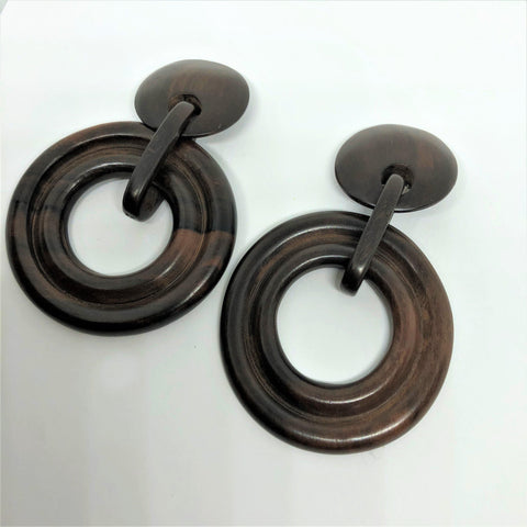Large Laminated Wooden Clip On Earrings Vintageonline