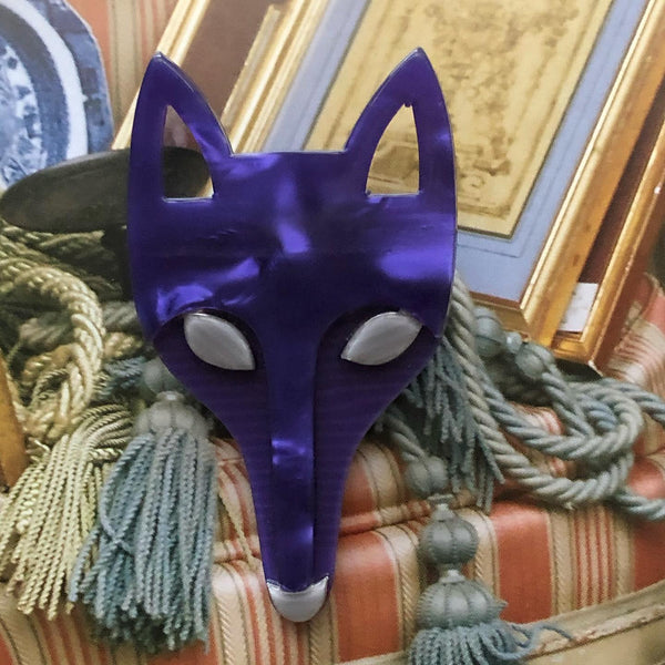 Lea Stein Authentic Purple Fox Head Tete-Lea Stein-Vintage Online