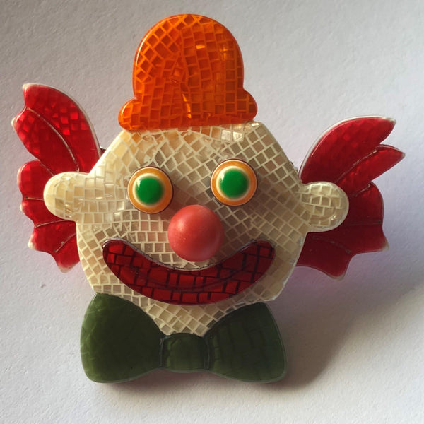 Lea Stein Authentic Signed Paris Clown Head Brooch-Lea Stein-Vintage Online