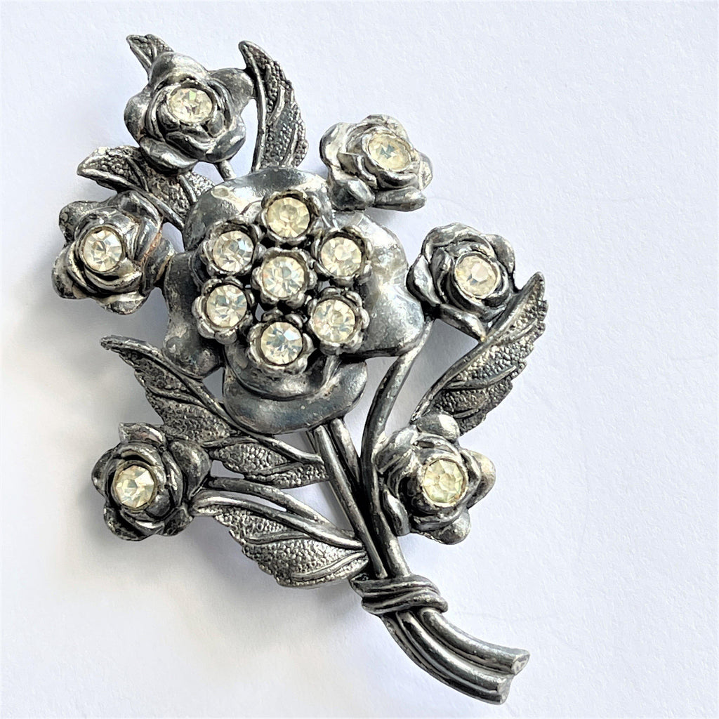 Silver online rose brooch