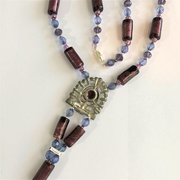 Marcasite Pendant Bead Necklace-Boletta-Vintage Online