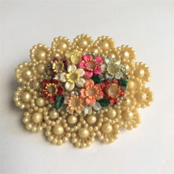 Mid Century Plastic Floral Brooch-Vintage Online-Vintage Online