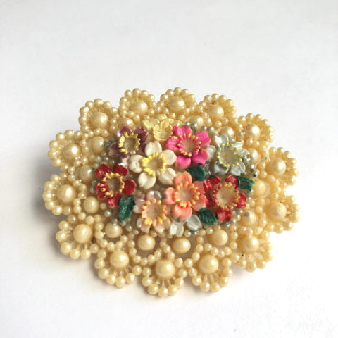 Mid Century Plastic Floral Brooch Vintageonline