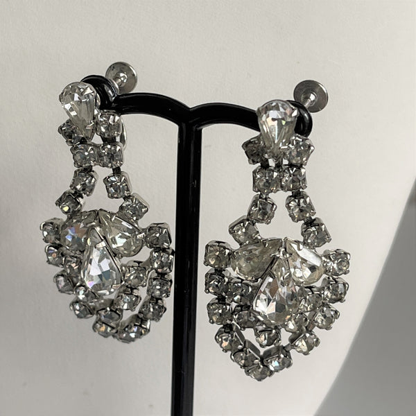 Mid Century Rhinestone Drop Earrings-Vintageonline-Vintage Online