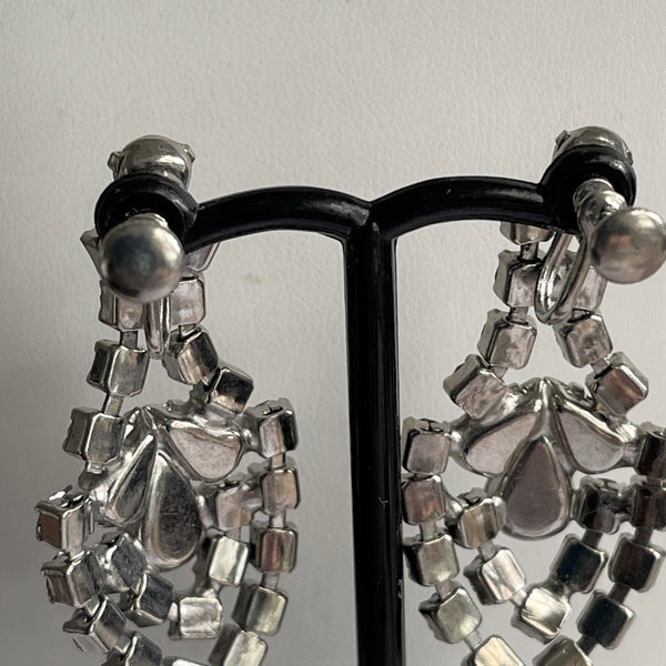 Mid Century Rhinestone Drop Earrings-Vintageonline-Vintage Online