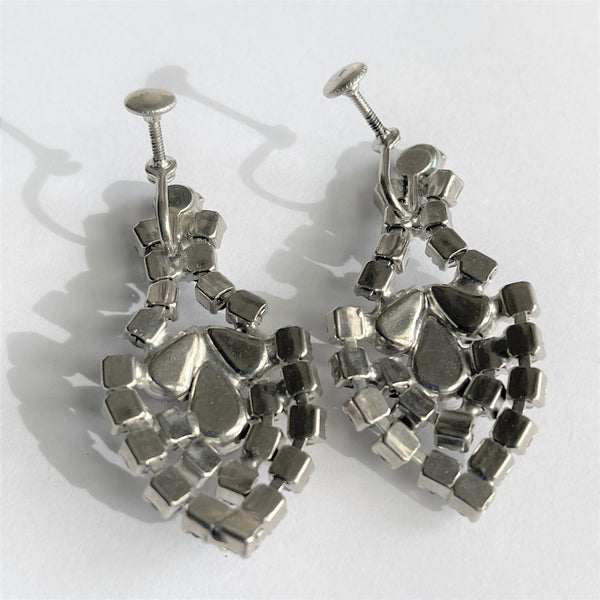 Mid Century Rhinestone Drop Earrings-Vintageonline-Vintage Online