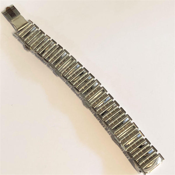 Milk Glass, Pearlized Vintage Bracelet with Taupe Diamantes-Vintage Online-Vintage Online