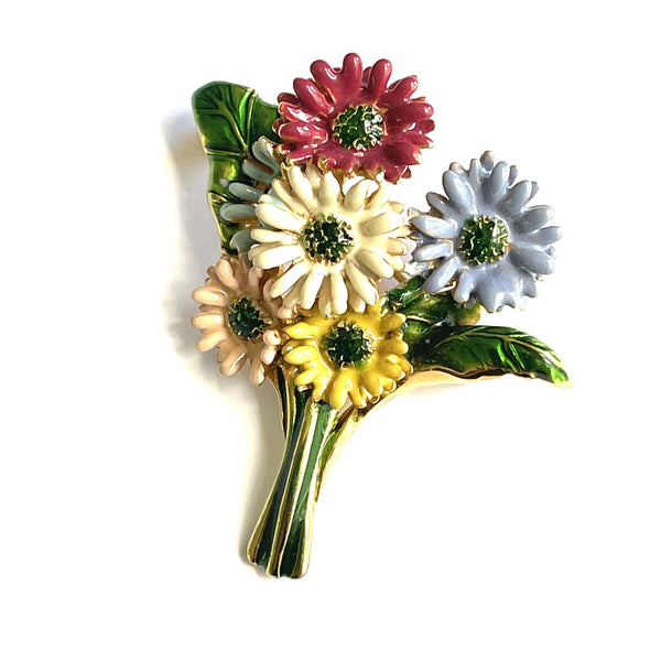 Multicolour Hand Enamelled Vintage Brooch M.F.A.-Vintageonline-Vintage Online